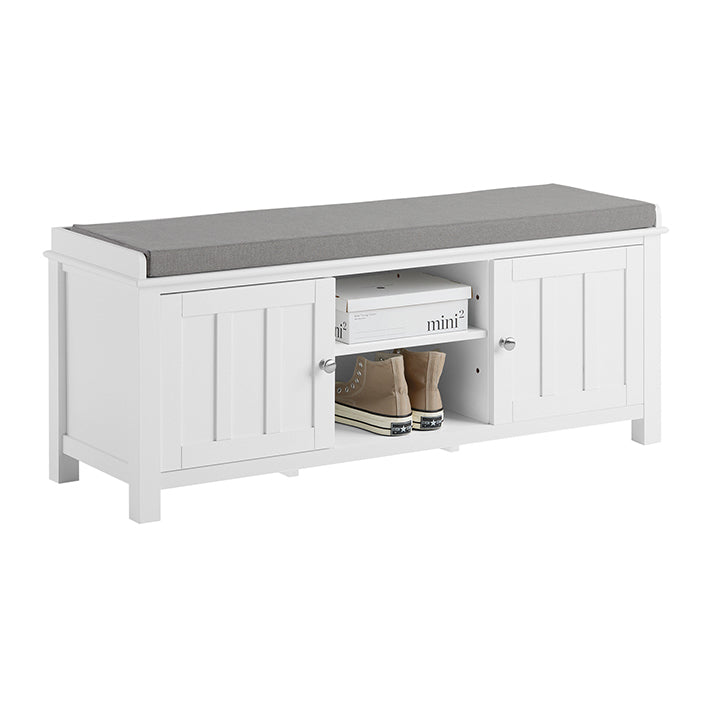SoBuy | Panca da Ingresso con Cuscino | Scarpiera con Sedile Bianco | FSR35-W