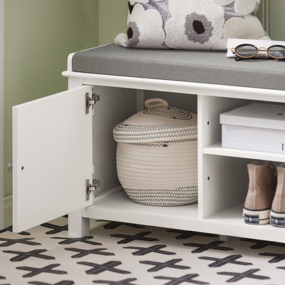 SoBuy | Panca da Ingresso con Cuscino | Scarpiera con Sedile Bianco | FSR35-W