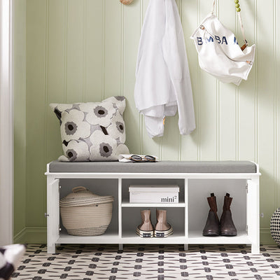 SoBuy | Panca da Ingresso con Cuscino | Scarpiera con Sedile Bianco | FSR35-W