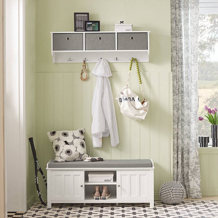 SoBuy | Patère murale | Portemanteau | Garde-robe d'entrée Blanc-Gris clair | FRG282-W