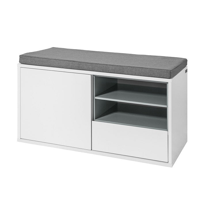 SoBuy | Panca da Ingresso | Scarpiera con Cuscino | Mobile Scarpiera con Sedile Bianco | FSR37-W
