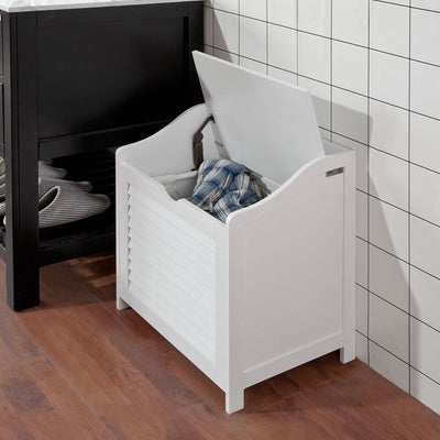 SoBuy | Wäschetruhe | Wäschesammler | Wäschekorb Weiß | FSR40-W