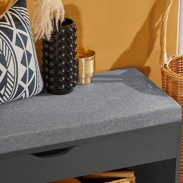 Vorverkauf | SoBuy | Schuhbank | Schuhregal mit Sitzfläche | Sitzbank | Dunkelgrau | FSR45-DG