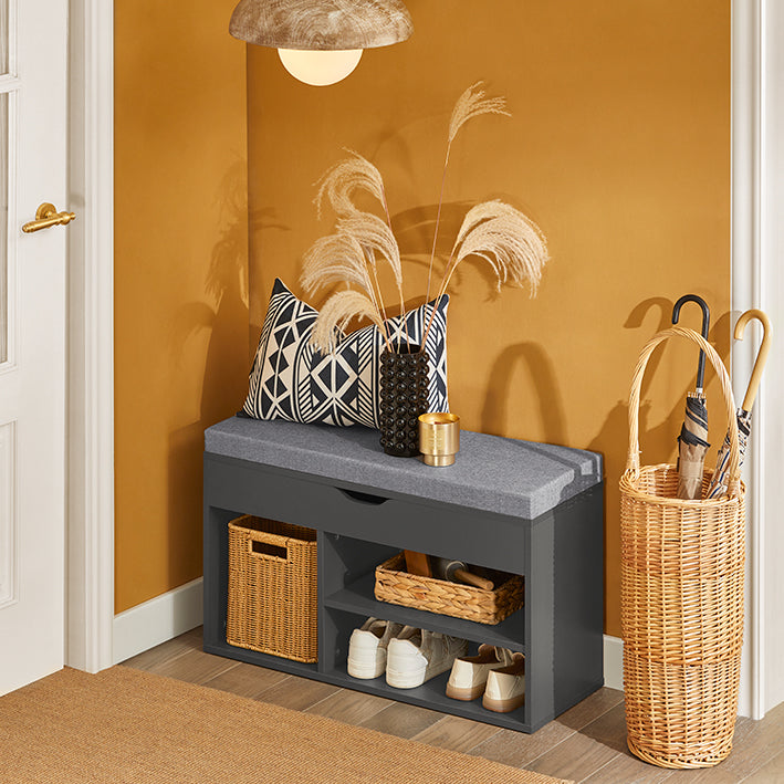 Vorverkauf | SoBuy | Schuhbank | Schuhregal mit Sitzfläche | Sitzbank | Dunkelgrau | FSR45-DG