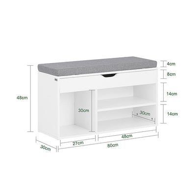 SoBuy | Banc à chaussures | Étagère à chaussures avec assise | Banc de rangement | Gris clair Blanc | FSR45-HG