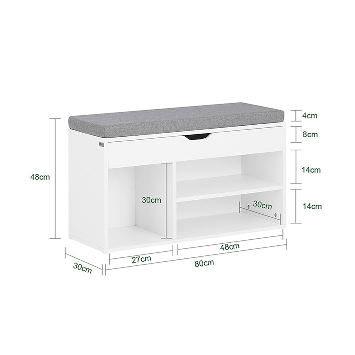 SoBuy | Scarpiera con Panca | Scarpiera con seduta | Panca per scarpe | Grigio Chiaro Bianco | FSR45-HG
