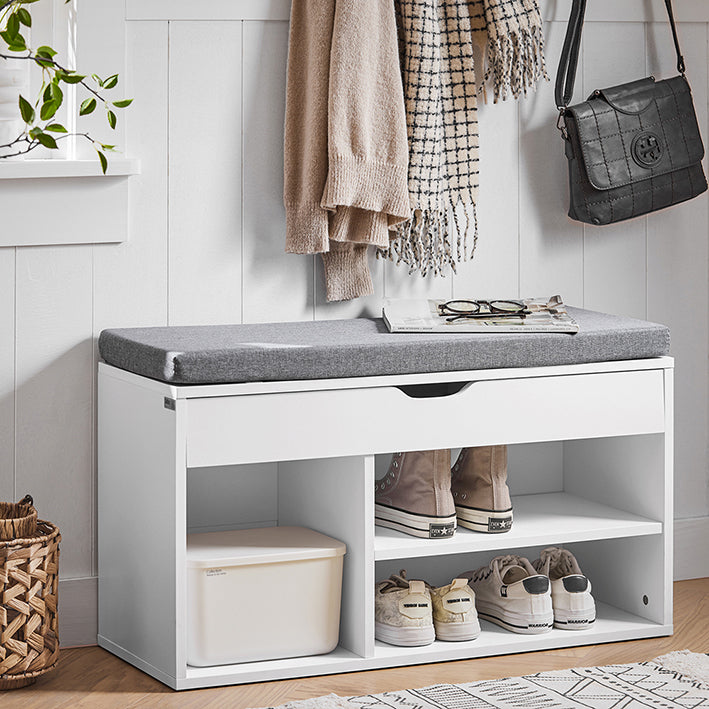 SoBuy | Scarpiera con Panca | Scarpiera con seduta | Panca per scarpe | Grigio Chiaro Bianco | FSR45-HG