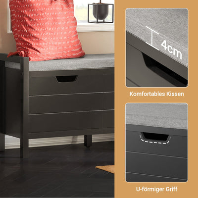SoBuy | Comodino con panca | Panca con seduta | Scarpiera | Nero | FSR63-II-SCH