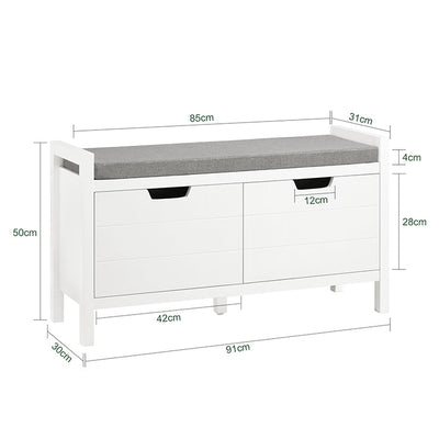 SoBuy | Cassapanca | Panchina con sedile | Panca contenitore per scarpe | Scarpiera | Bianco | FSR63-II-W