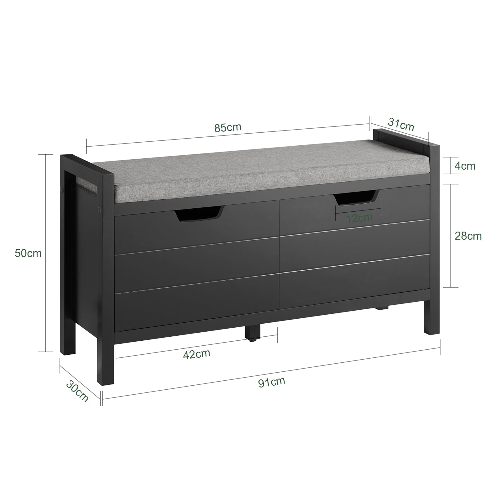 SoBuy | Comodino con panca | Panca con seduta | Scarpiera | Nero | FSR63-II-SCH