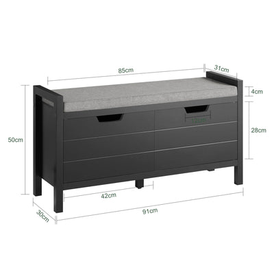SoBuy | Comodino con panca | Panca con seduta | Scarpiera | Nero | FSR63-II-SCH