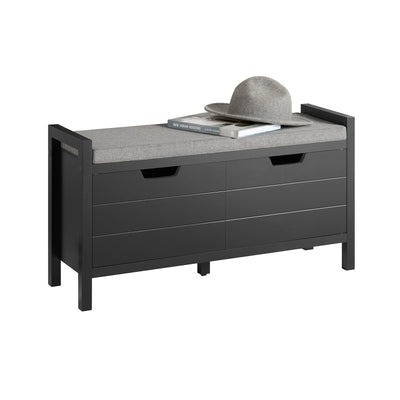 SoBuy | Coffre de rangement | Banc avec siège | Boîte à chaussures | Noir | FSR63-II-SCH