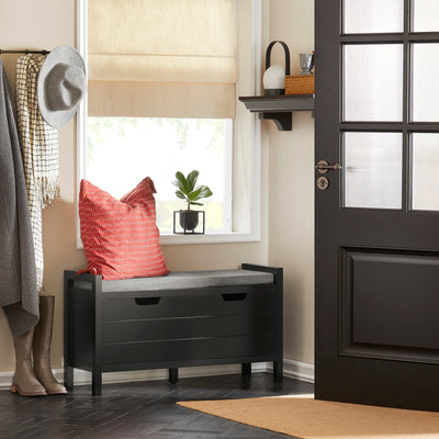 SoBuy | Comodino con panca | Panca con seduta | Scarpiera | Nero | FSR63-II-SCH