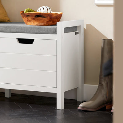 SoBuy | Cassapanca | Panchina con sedile | Panca contenitore per scarpe | Scarpiera | Bianco | FSR63-II-W