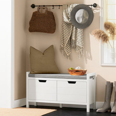 SoBuy | Cassapanca | Panchina con sedile | Panca contenitore per scarpe | Scarpiera | Bianco | FSR63-II-W