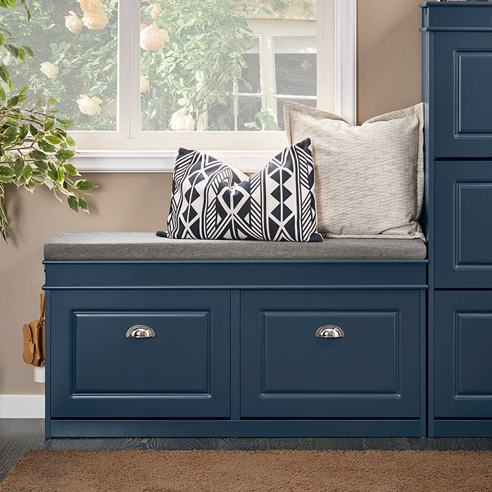 Prévente | SoBuy | Banc à chaussures à 2 rabats | Compartiment à chaussures | Bleu style campagne | FSR64-B