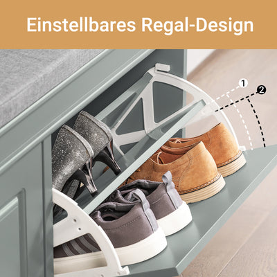 SoBuy | Schuhkipper-Set Hellgrau | Schuhbank und Schuhschrank | Schmal 24cm | FSR64-HG+FSR79-HG