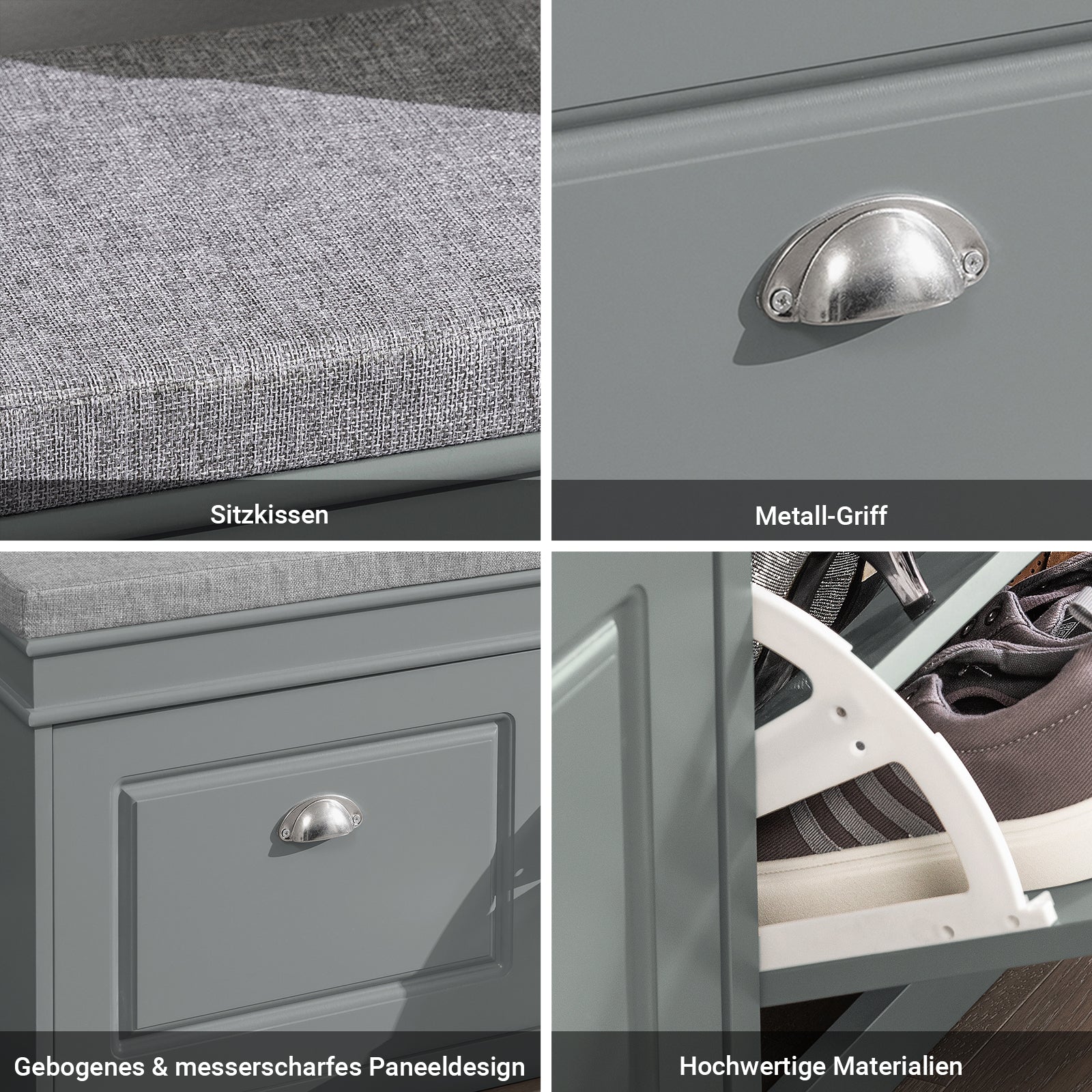 SoBuy | Schuhkipper-Set Hellgrau | Schuhbank und Schuhschrank | Schmal 24cm | FSR64-HG+FSR79-HG