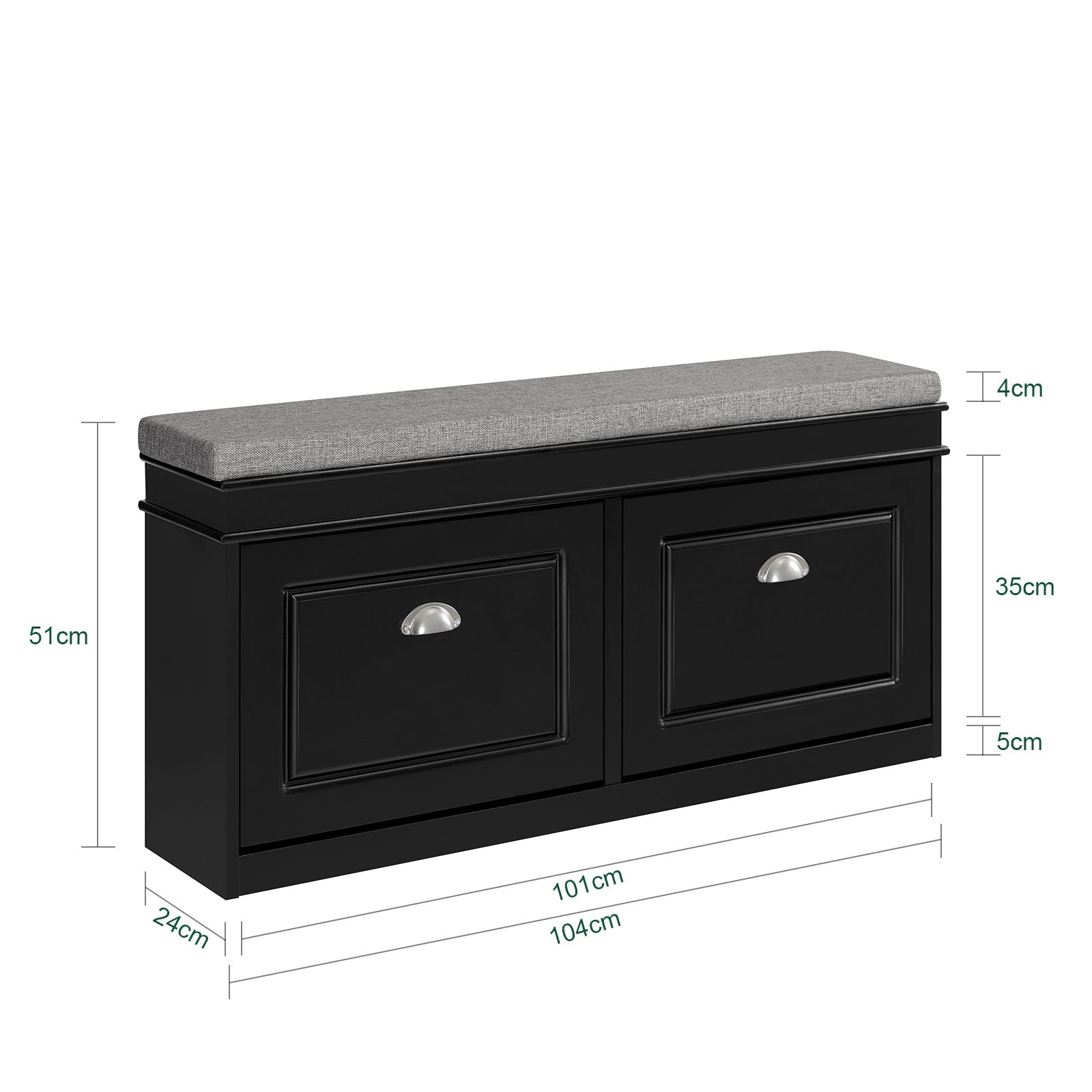 SoBuy | Scarpiera a ribalta | Panchina scarpiera con vano porta scarpe | Stile rustico nero | FSR64-SCH