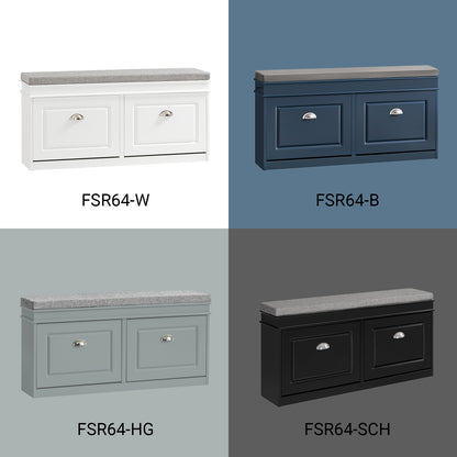 SoBuy | Meuble à chaussures | Banc à chaussures avec compartiment intégré | Style campagnard noir | FSR64-SCH 