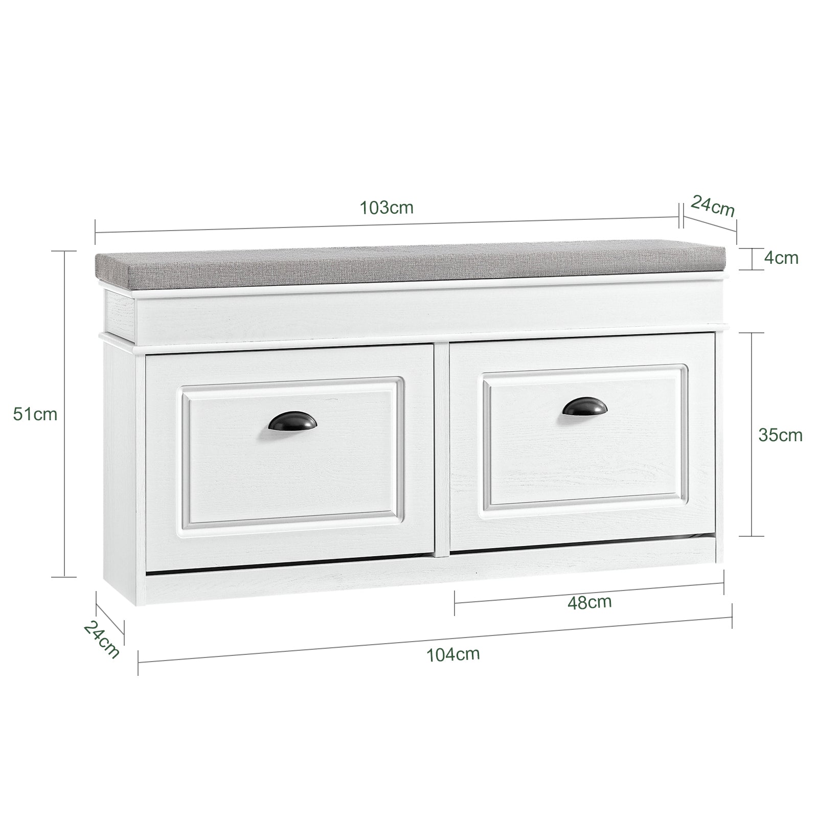 Vorverkauf | SoBuy | Schuhbank | mit Sitzfläche | und 2 Klappen | Weiß Vintage | FSR64-WG