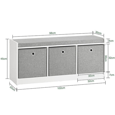 SoBuy | Panchina Contenitore | Scarpiera | Panca | Bianco-Grigio | FSR65-DG