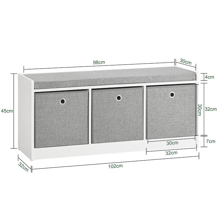 SoBuy | Panchina Contenitore | Scarpiera | Panca | Bianco-Grigio | FSR65-DG