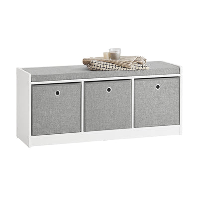 SoBuy | Panchina Contenitore | Scarpiera | Panca | Bianco-Grigio | FSR65-DG