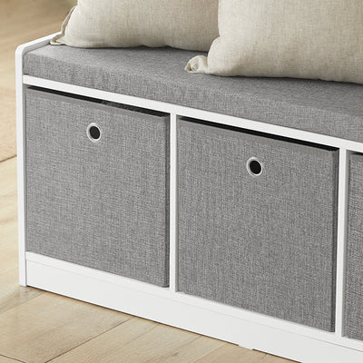 SoBuy | Panchina Contenitore | Scarpiera | Panca | Bianco-Grigio | FSR65-DG