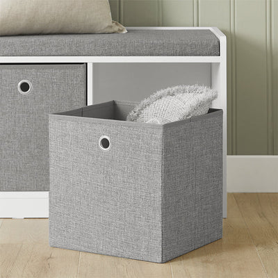 SoBuy | Panchina Contenitore | Scarpiera | Panca | Bianco-Grigio | FSR65-DG