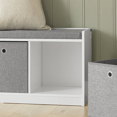 SoBuy | Panchina Contenitore | Scarpiera | Panca | Bianco-Grigio | FSR65-DG