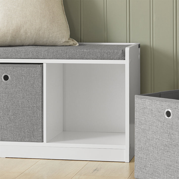 SoBuy | Panchina Contenitore | Scarpiera | Panca | Bianco-Grigio | FSR65-DG