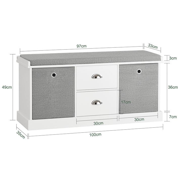 SoBuy | Cassapanca Contenitore per Scarpe | Panca con Contenitore | Bianco-Grigio | FSR66-HG