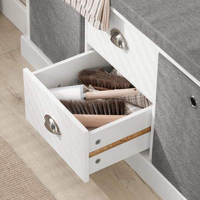 SoBuy | Cassapanca Contenitore per Scarpe | Panca con Contenitore | Bianco-Grigio | FSR66-HG