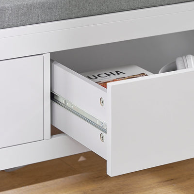 SoBuy | Panca con 2 cassetti | Panca da letto | Bianco | FSR74-W