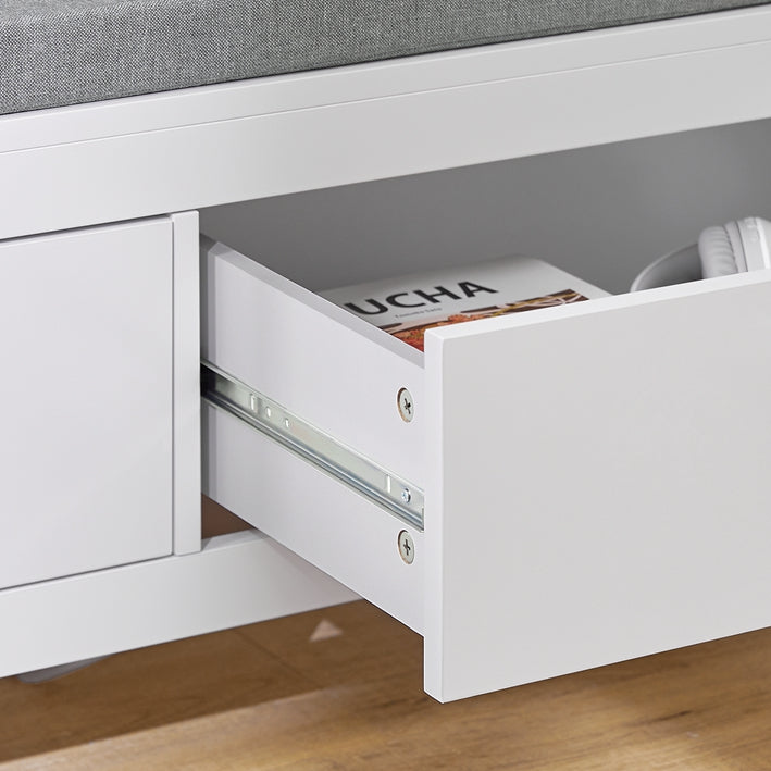 SoBuy | Panca con 2 cassetti | Panca da letto | Bianco | FSR74-W