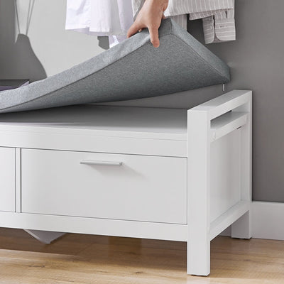 SoBuy | Panca con 2 cassetti | Panca da letto | Bianco | FSR74-W