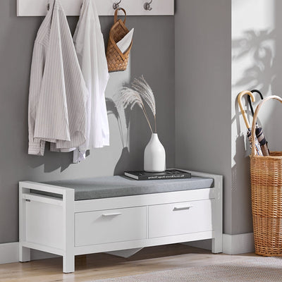 SoBuy | Panca con 2 cassetti | Panca da letto | Bianco | FSR74-W