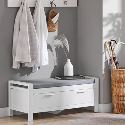 SoBuy | Banc à 2 tiroirs | Banc de lit | Blanc | FSR74-W 