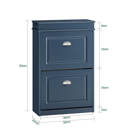 SoBuy | Meuble à chaussures | Meuble à chaussures à 2 portes | Coffre à chaussures bleu | FSR78-B