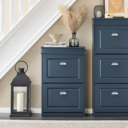 SoBuy | Meuble à chaussures | Meuble à chaussures à 2 portes | Coffre à chaussures bleu | FSR78-B