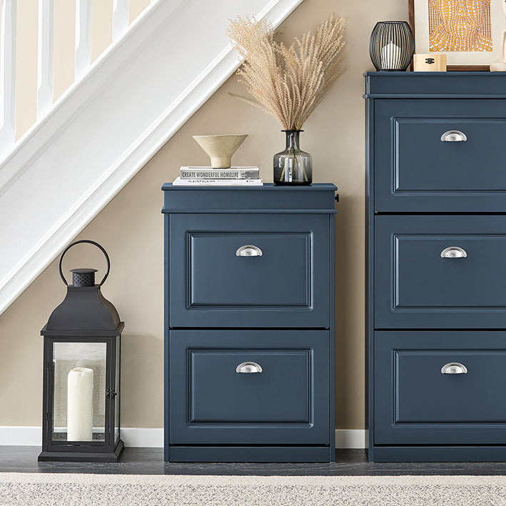 SoBuy | Meuble à chaussures | Meuble à chaussures à 2 portes | Coffre à chaussures bleu | FSR78-B