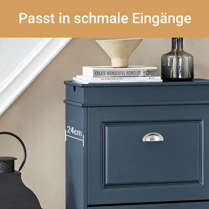 SoBuy | Meuble à chaussures | Meuble à chaussures à 2 portes | Coffre à chaussures bleu | FSR78-B