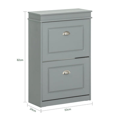 SoBuy | Meuble à chaussures | Armoire à chaussures avec 2 abattants | Commode à chaussures gris clair | FSR78-HG