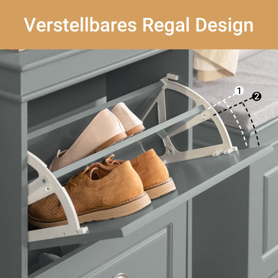 SoBuy | Meuble à chaussures | Armoire à chaussures avec 2 abattants | Commode à chaussures gris clair | FSR78-HG