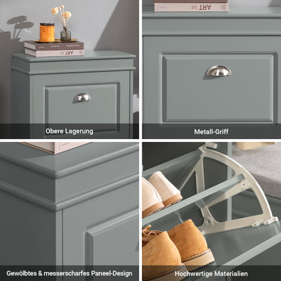 SoBuy | Meuble à chaussures | Meuble à chaussures à 2 portes | Coffre à chaussures gris clair | FSR78-HG 