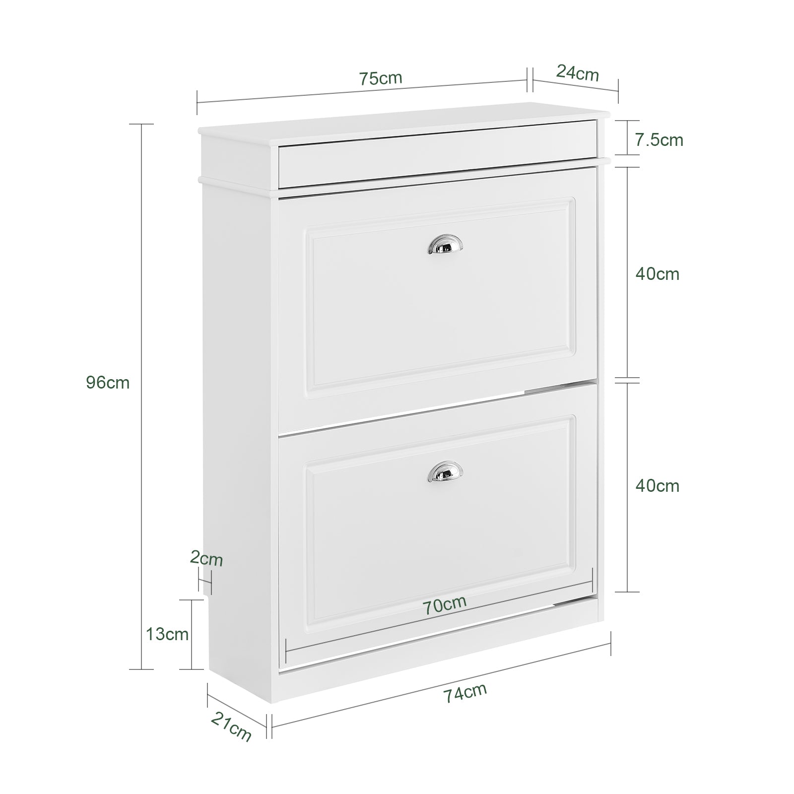 Prévente | SoBuy | Meuble à chaussures | Meuble à chaussures à 2 portes | Coffre à chaussures blanc | FSR78-LW