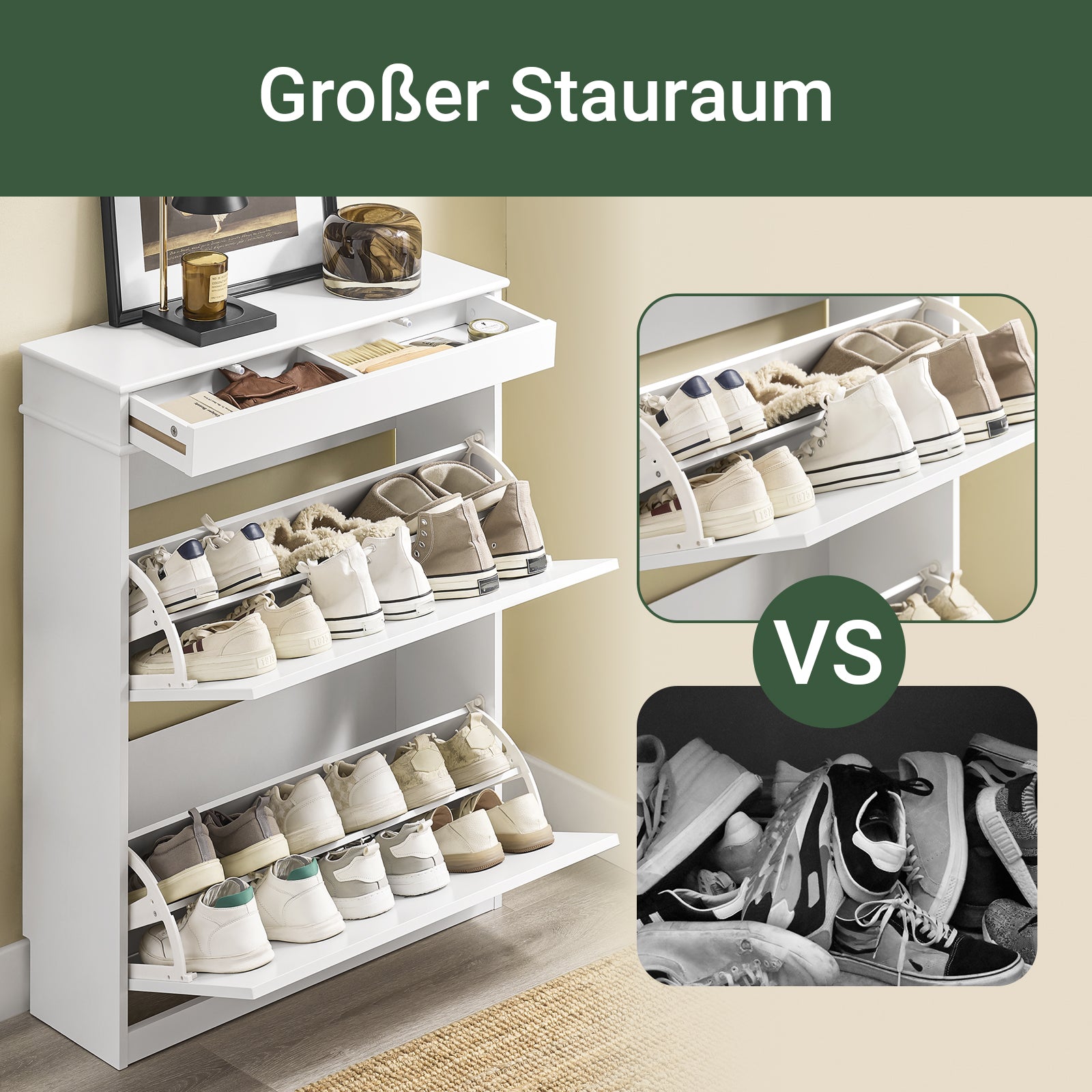 Prévente | SoBuy | Meuble à chaussures | Meuble à chaussures à 2 portes | Coffre à chaussures blanc | FSR78-LW