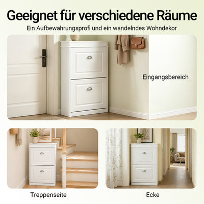 SoBuy | Schuhkipper | Schuhschrank mit 2 Klappen | Schuhkommode Weiß | FSR78-W