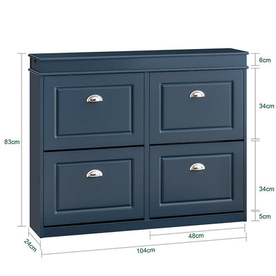 SoBuy | Scarpiera | Scarpiera con 4 Ante a Ribalta | Cassettiera per Scarpe Blu | FSR79-B